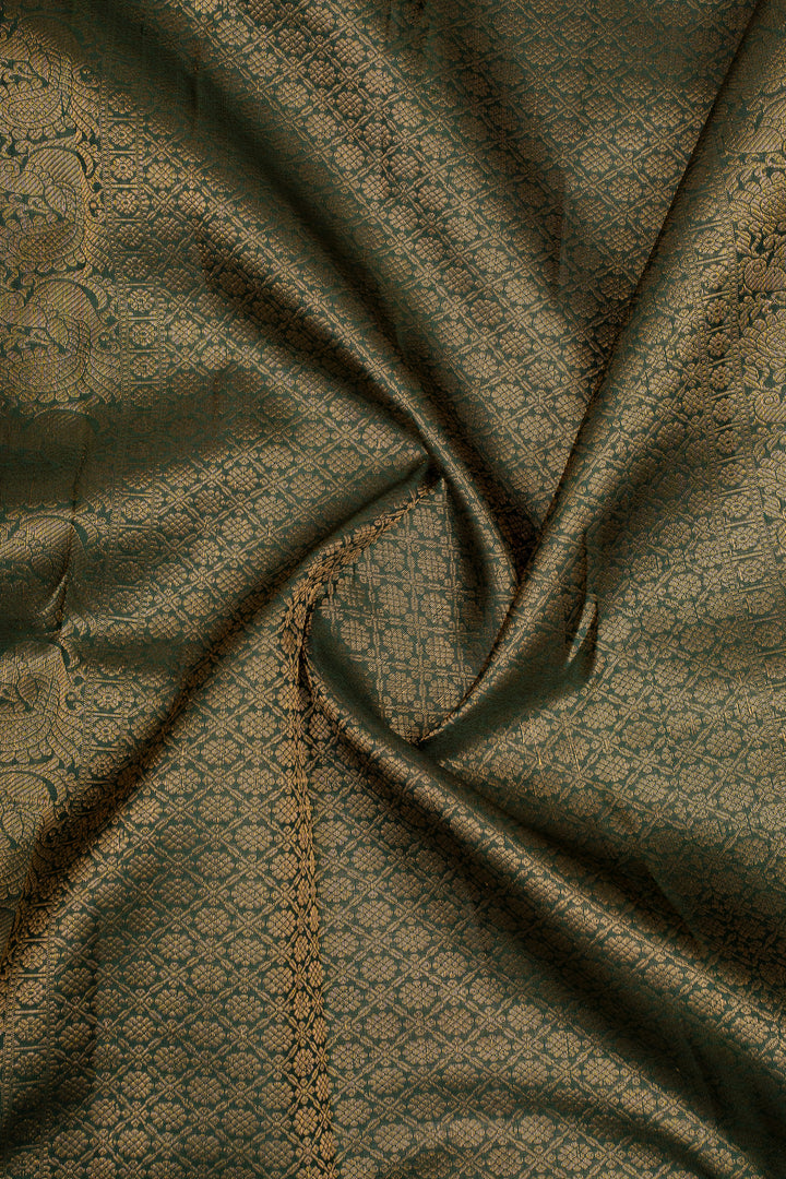 Bottle Green Traditional Pure Kanchipuram Silk Saree