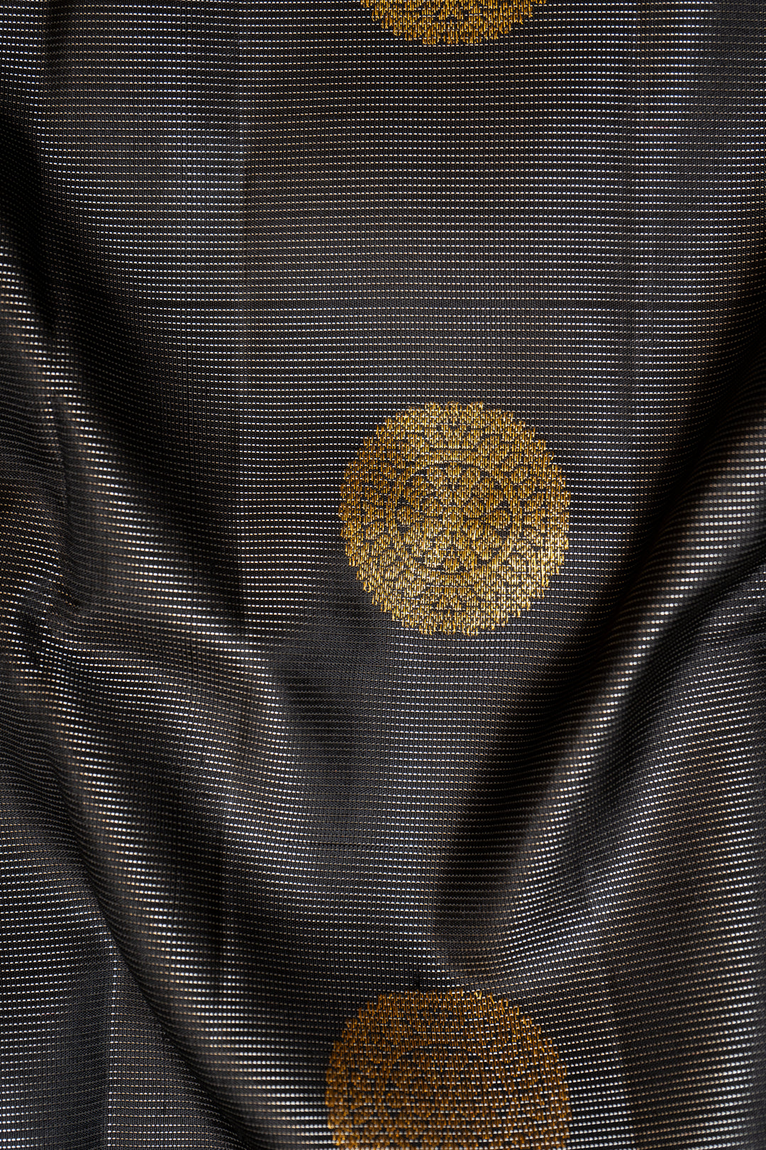 Black and Silver Zari Stripes Pure Kanchipuram Silk Saree - Clio Silks