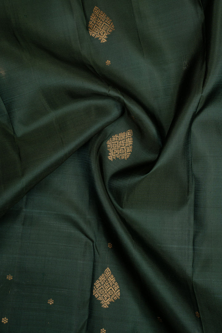 Bottle Green Traditional Pure Kanchipuram Silk Saree