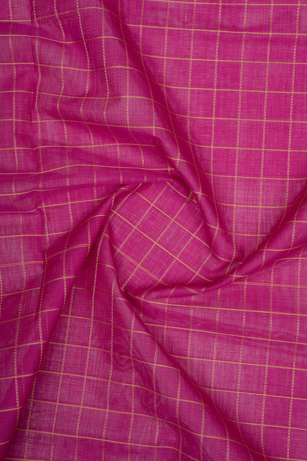 Pink Checks Pure Cotton Saree