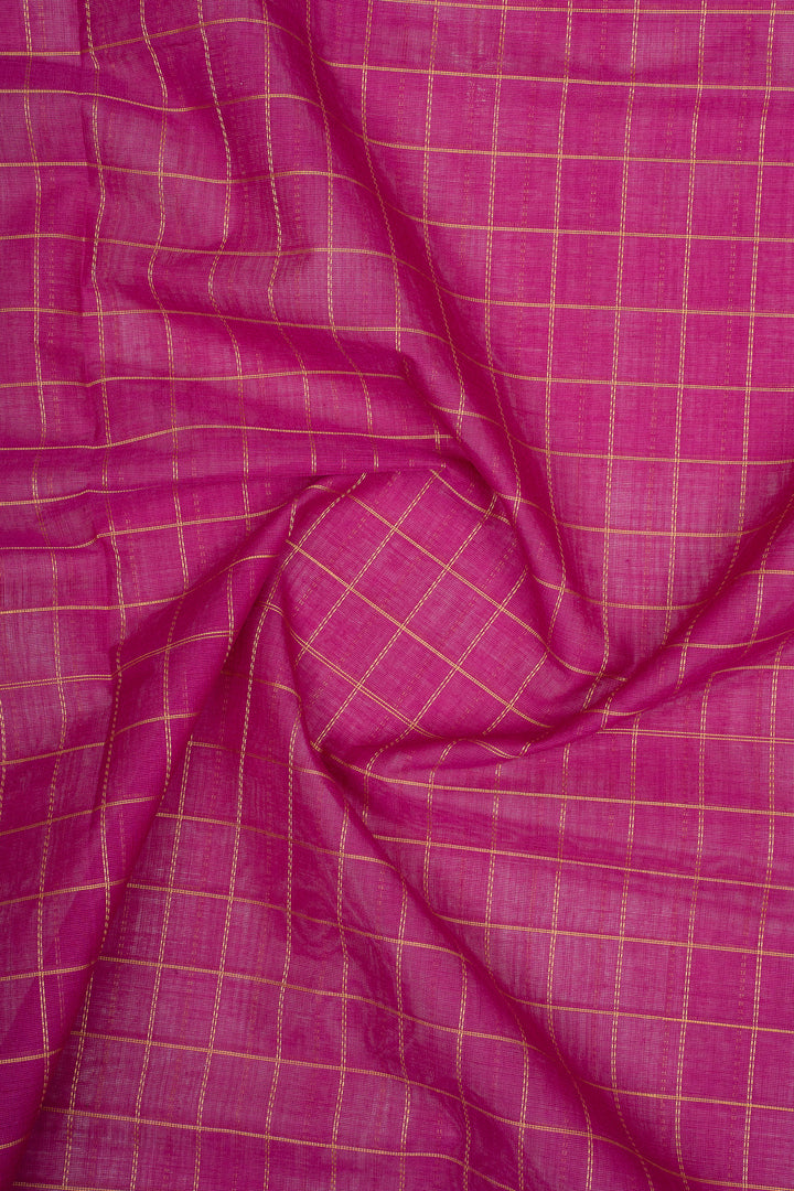 Pink Checks Pure Cotton Saree