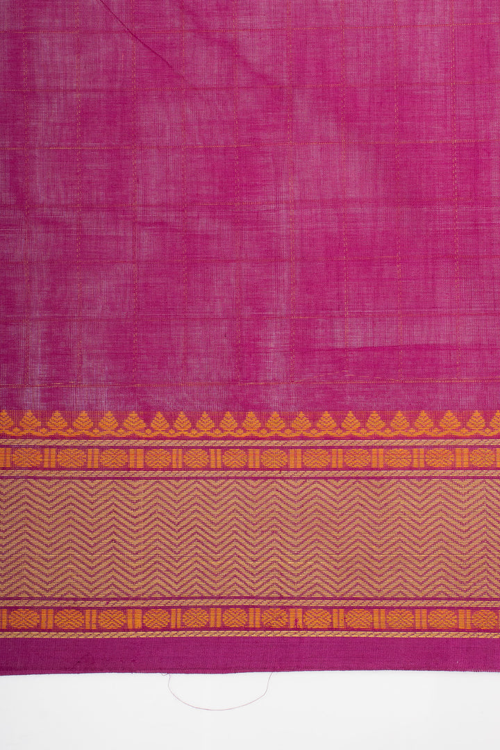 Pink Checks Pure Cotton Saree