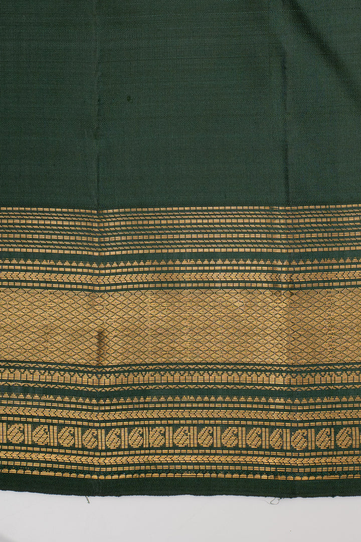 Bottle Green Traditional Pure Kanchipuram Silk Saree