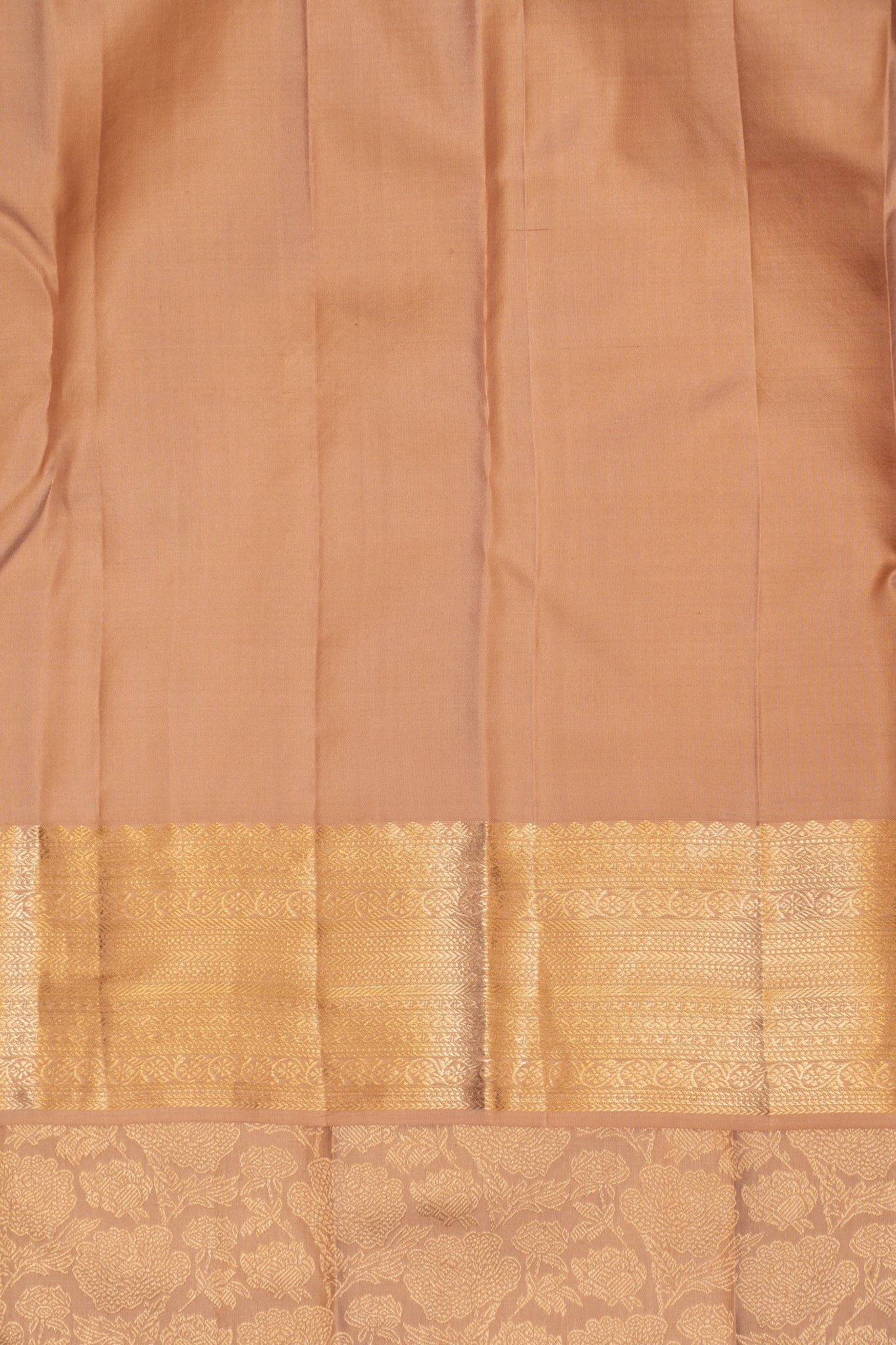 Lilac pink embossed floral brocade pure Kanchipuram silk saree