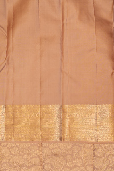 Lilac pink embossed floral brocade pure Kanchipuram silk saree