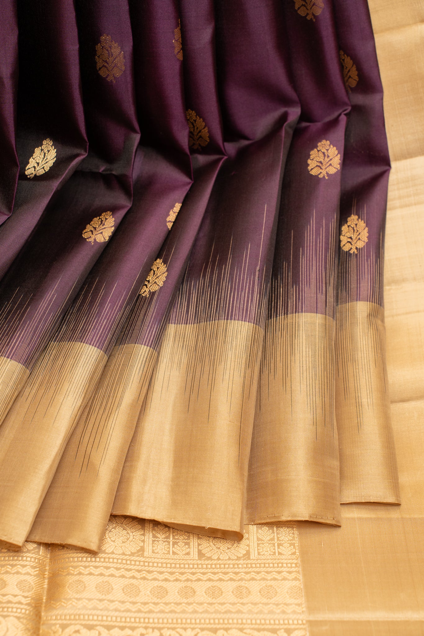 Aubergine purple pure soft silk saree