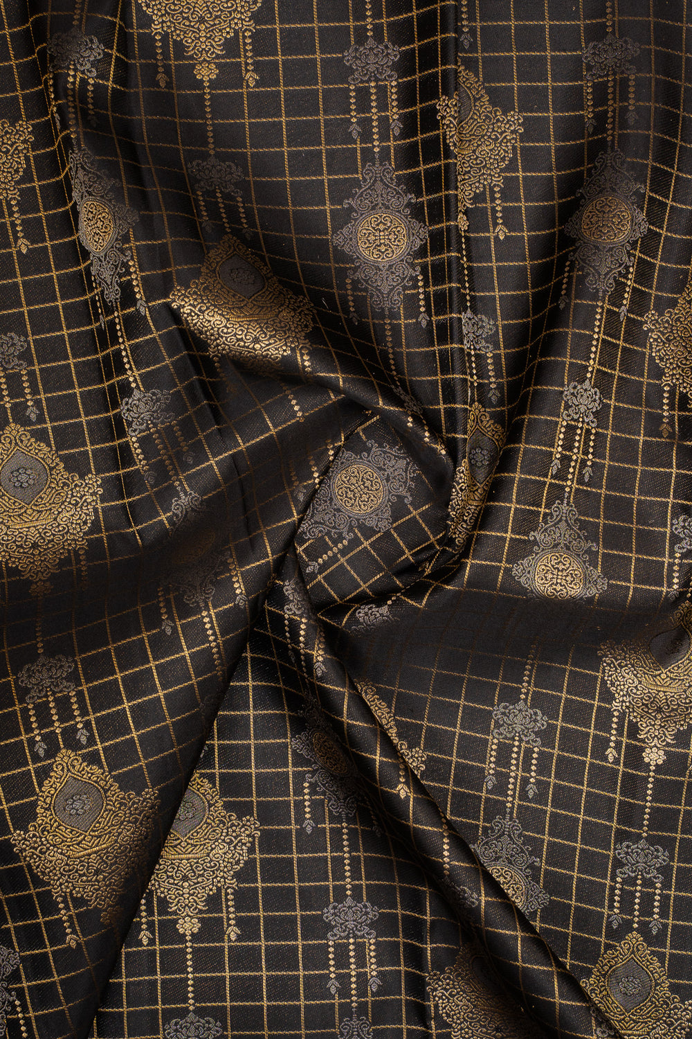 Black and Gold Designer Kanchipuram Silk Saree