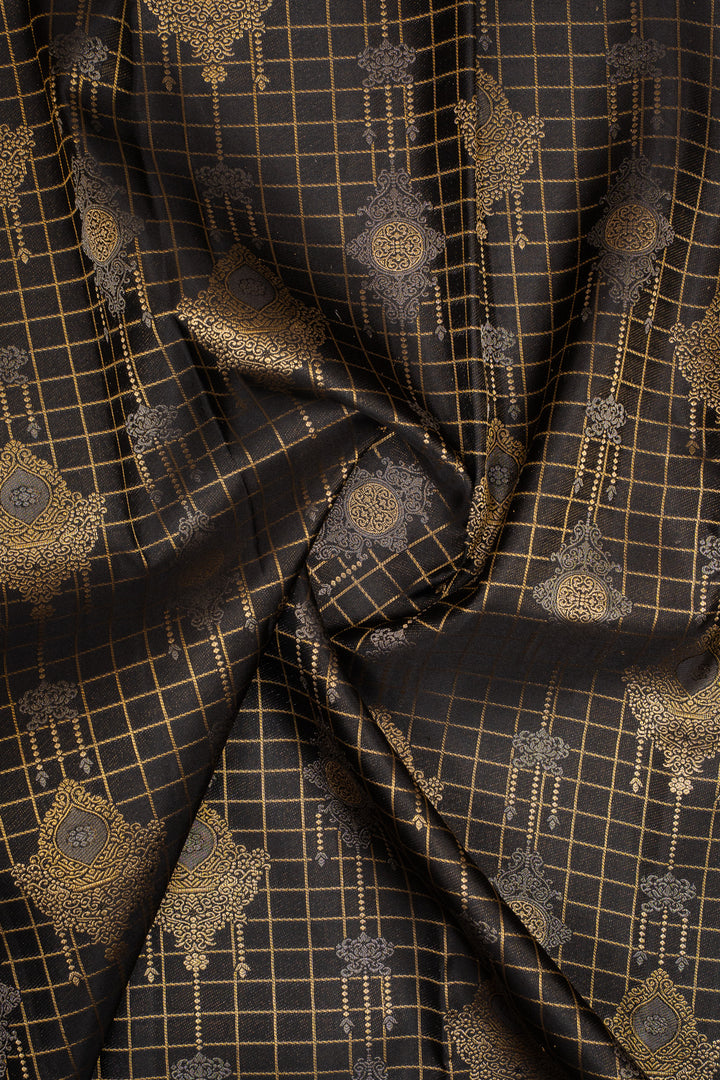 Black and Gold Designer Kanchipuram Silk Saree