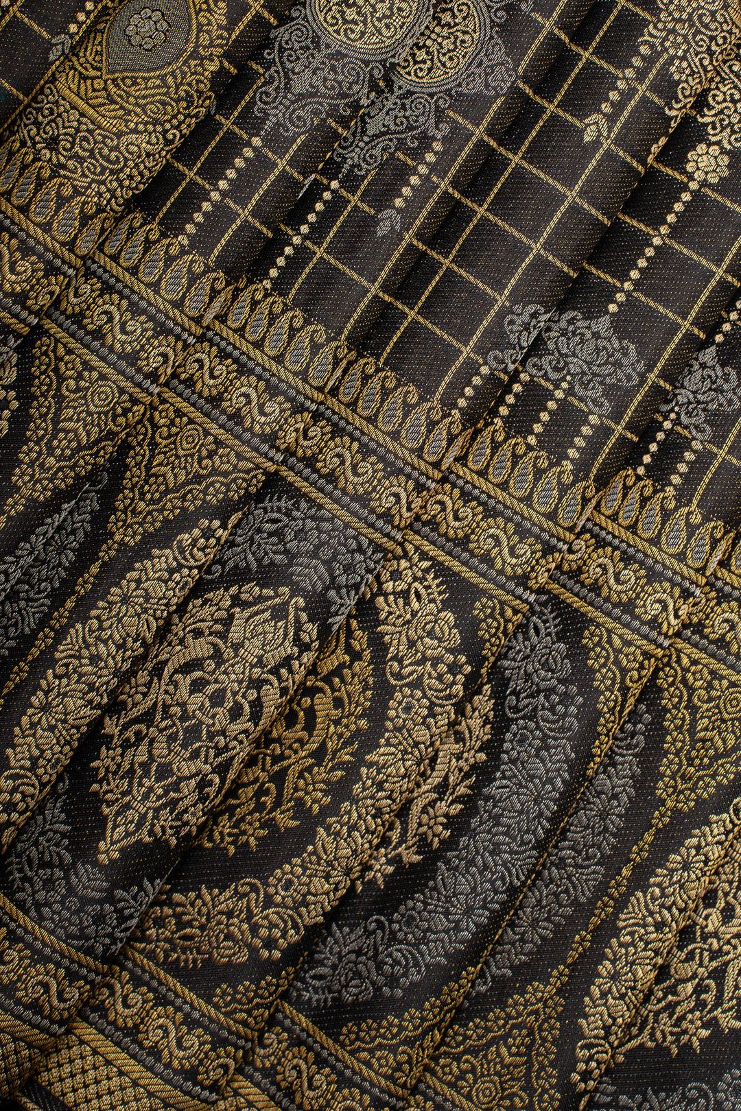 Black and Gold Designer Kanchipuram Silk Saree