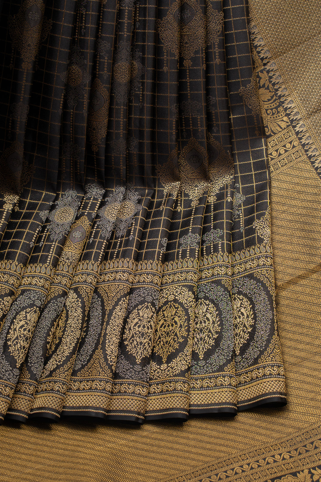 Black and Gold Designer Kanchipuram Silk Saree