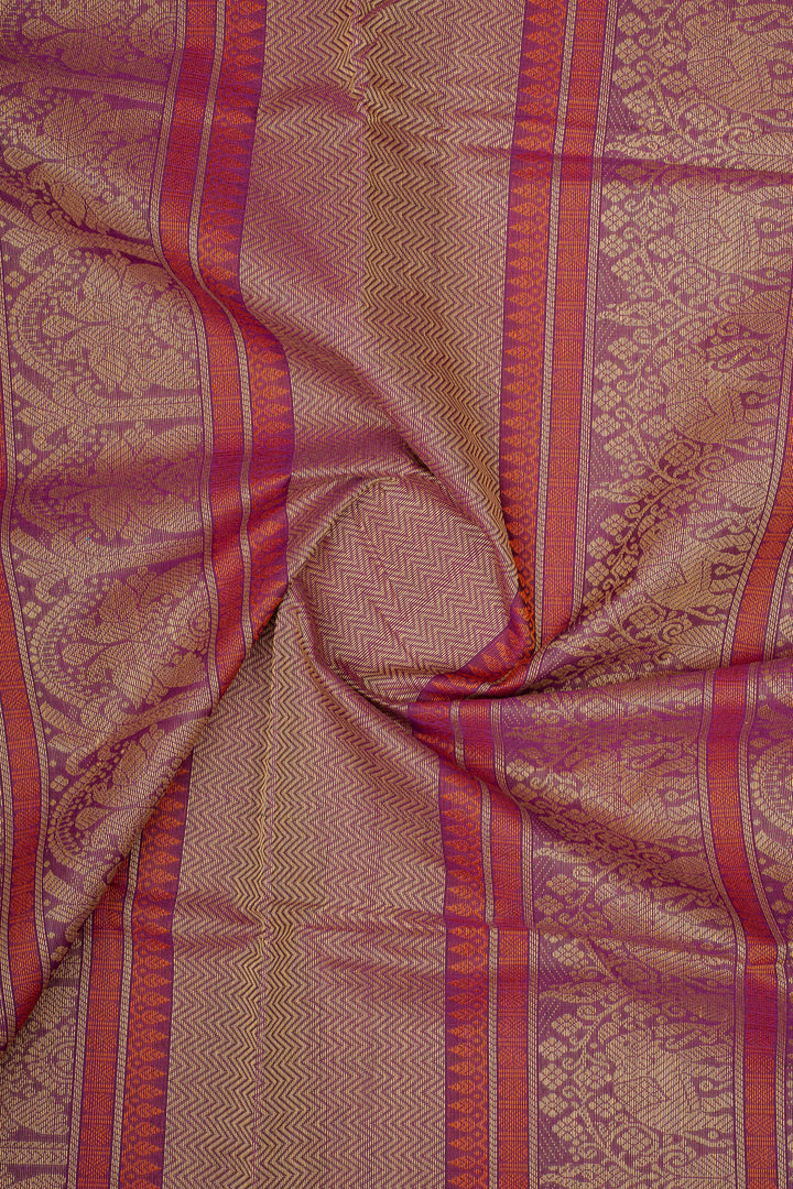 Purple Checks Pure Cotton Saree