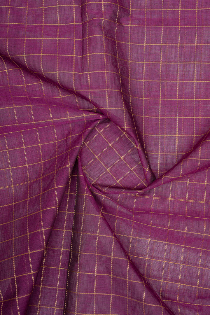 Purple Checks Pure Cotton Saree