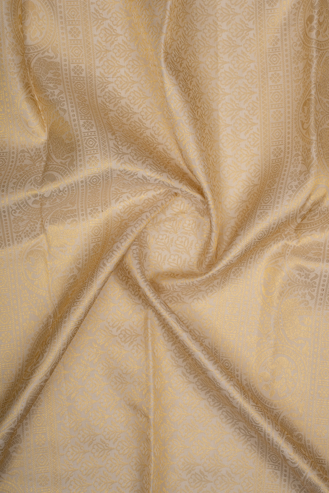 Peacock Blue and Ivory Zari Checks Pure Kanchipuram Silk Saree
