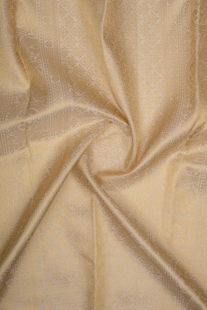 Peacock Blue and Ivory Zari Checks Pure Kanchipuram Silk Saree