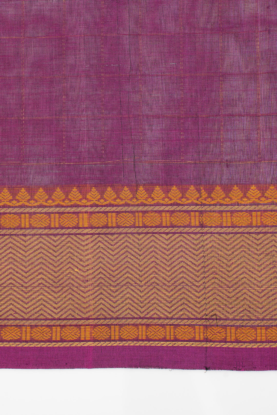 Purple Checks Pure Cotton Saree