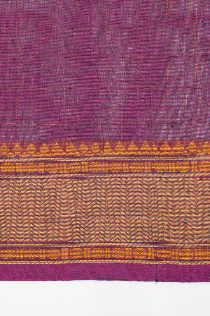 Purple Checks Pure Cotton Saree