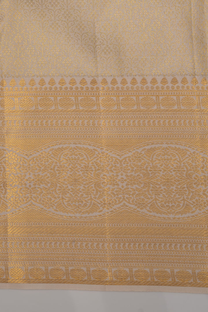 Peacock Blue and Ivory Zari Checks Pure Kanchipuram Silk Saree