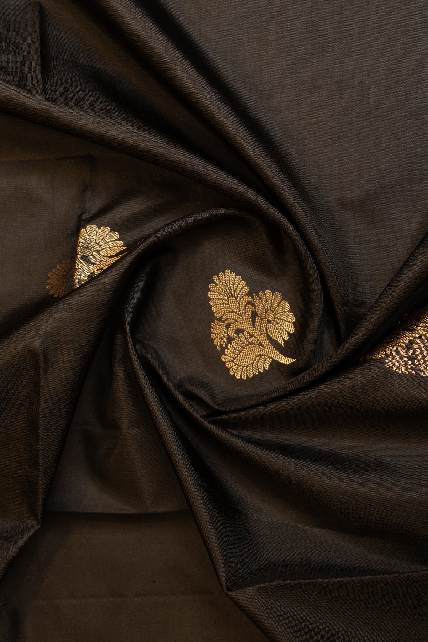 Black and peach orange pure soft silk saree