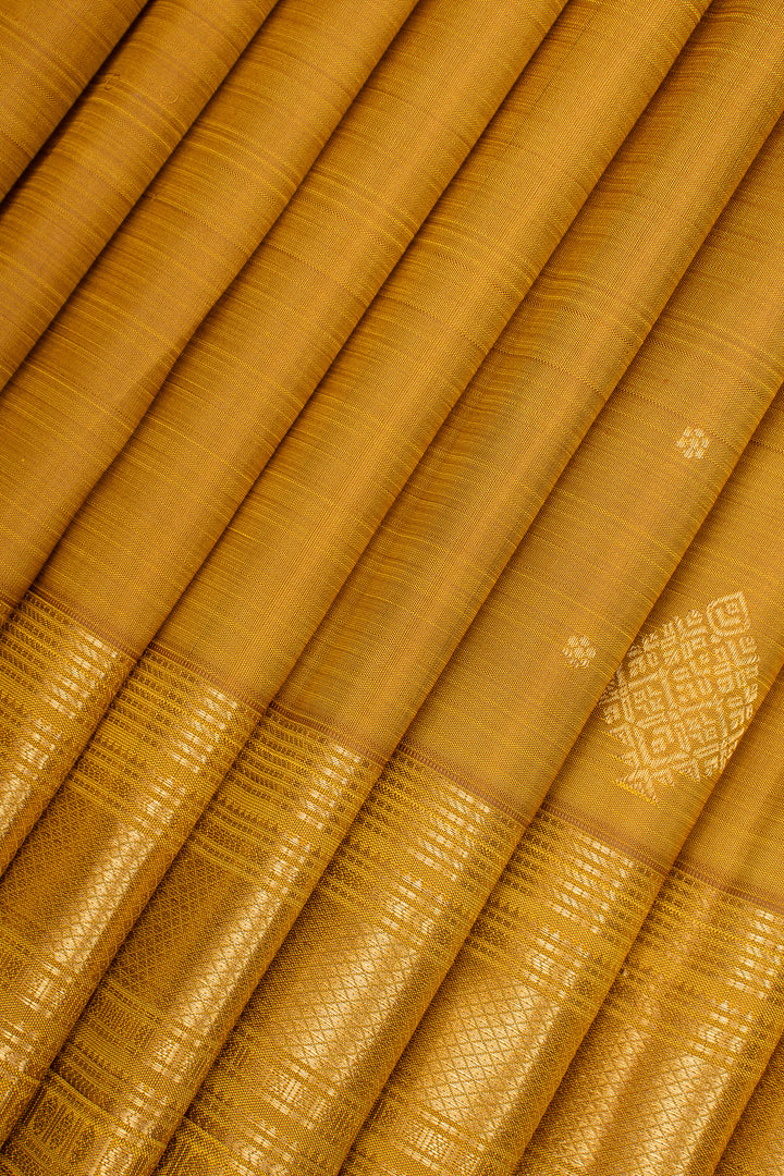 Mustard Traditional Pure Kanchipuram Silk Saree