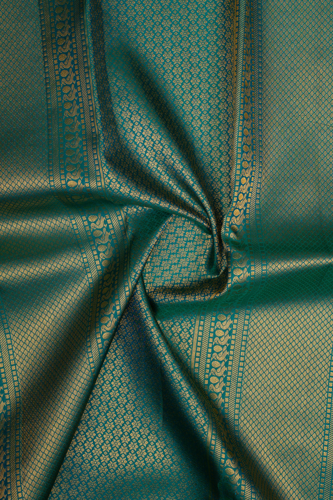 Peacock Blue Brocade Pure Kanchipuram Silk Saree