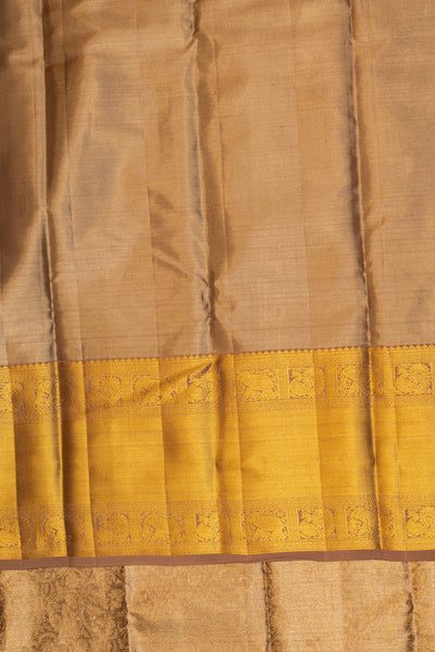 Silverish gold tissue Kanchipuram silk saree