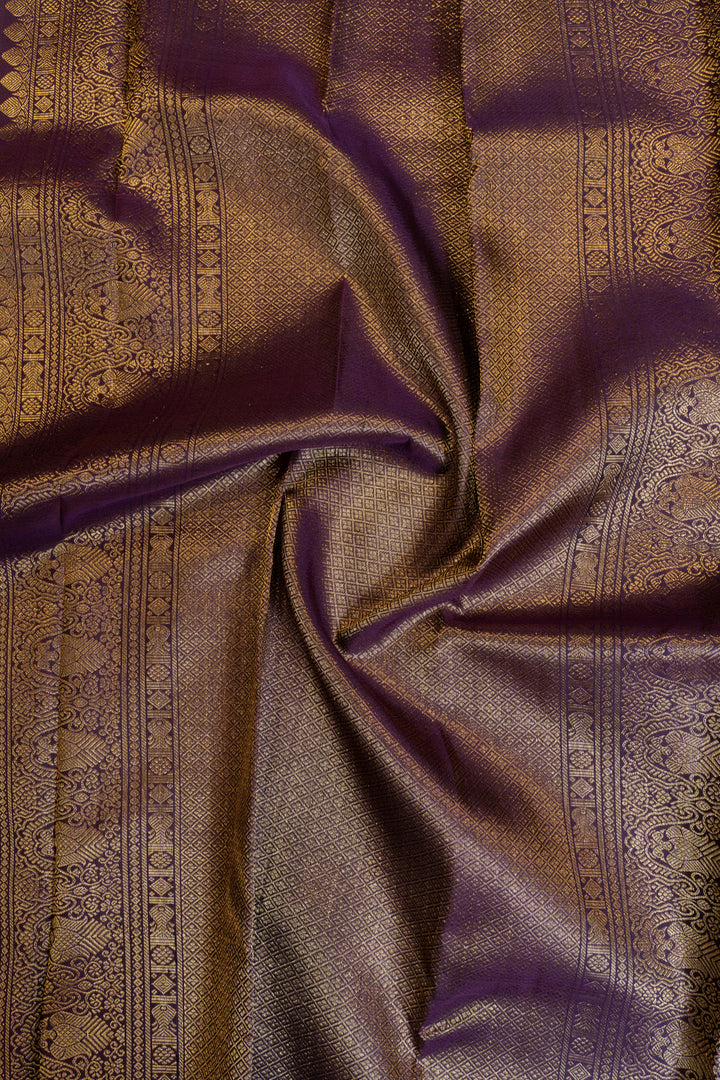 Rust maroon iruthalaipakshi pure Kanchipuram silk saree