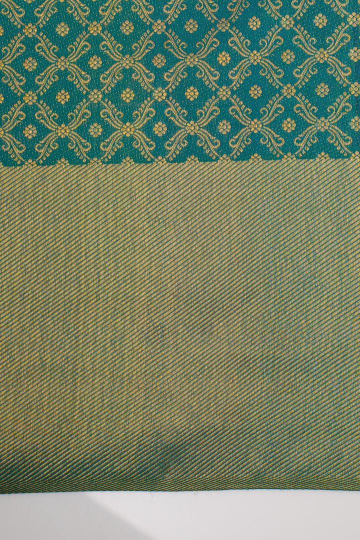 Peacock Blue Brocade Pure Kanchipuram Silk Saree