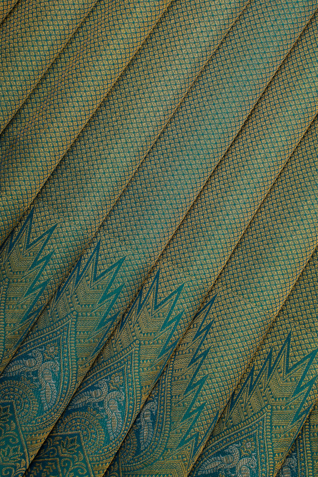 Peacock Blue Brocade Pure Kanchipuram Silk Saree