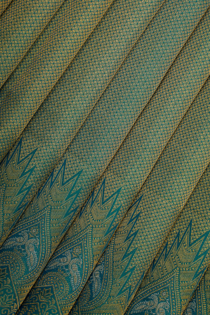 Peacock Blue Brocade Pure Kanchipuram Silk Saree