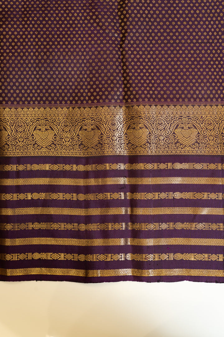 Rust maroon iruthalaipakshi pure Kanchipuram silk saree