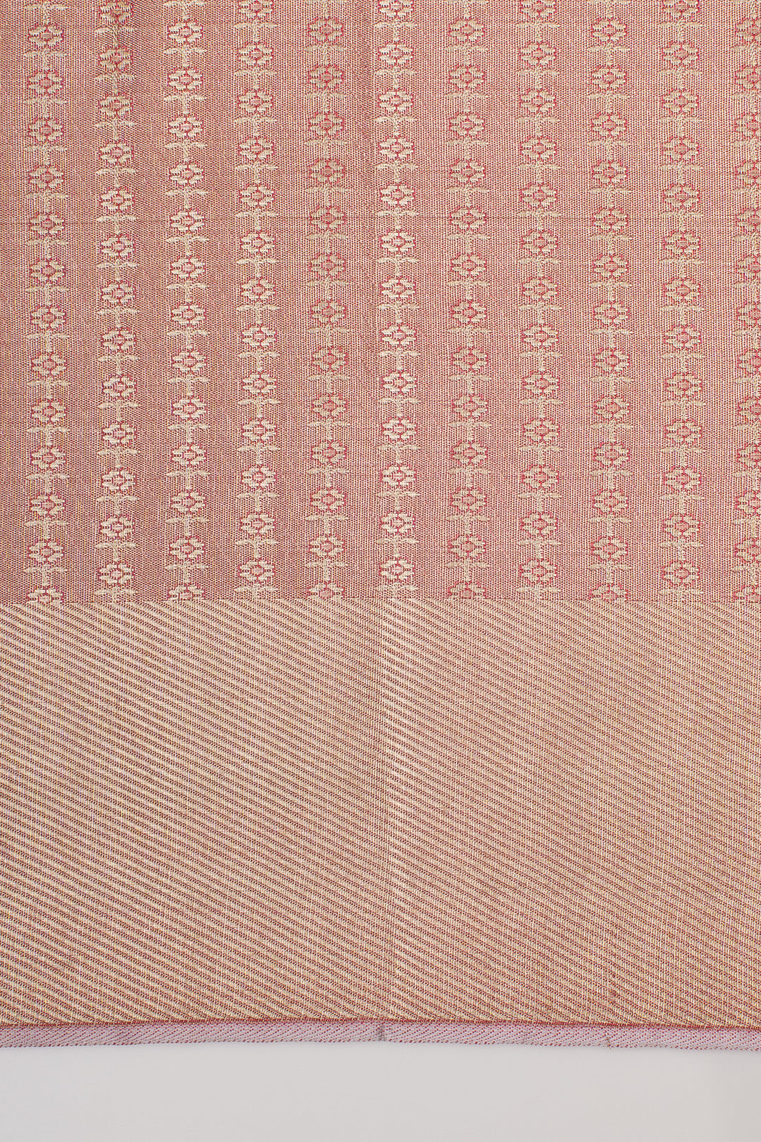 Rose Gold Temple Brocade Pure Kanchipuram Silk Saree