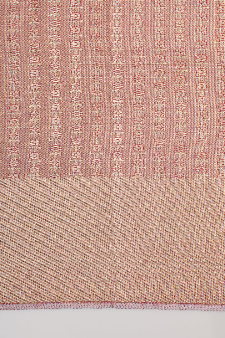 Rose Gold Temple Brocade Pure Kanchipuram Silk Saree