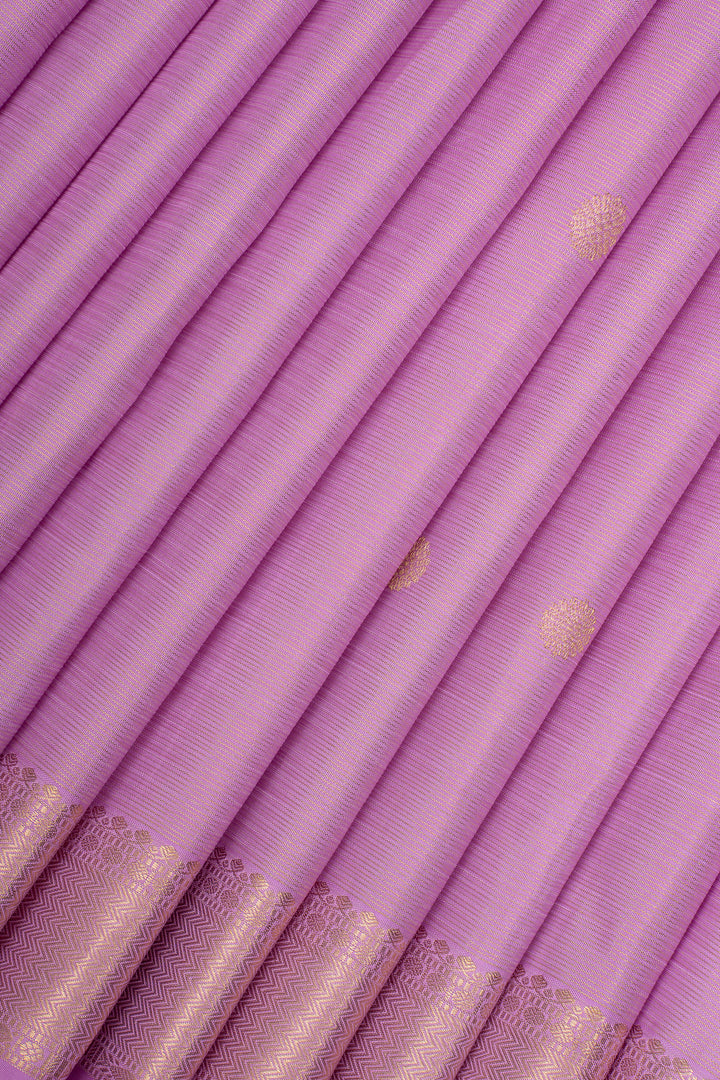 Lilac Pink Vairaoosi Pure Kanchipuram Silk Saree