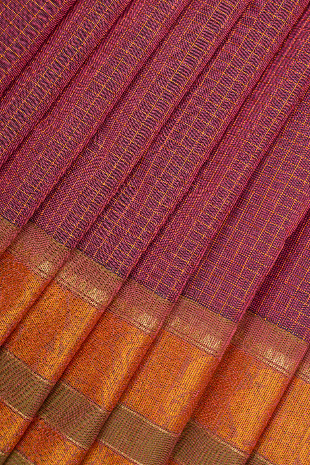 Pink Checks Pure Cotton Saree