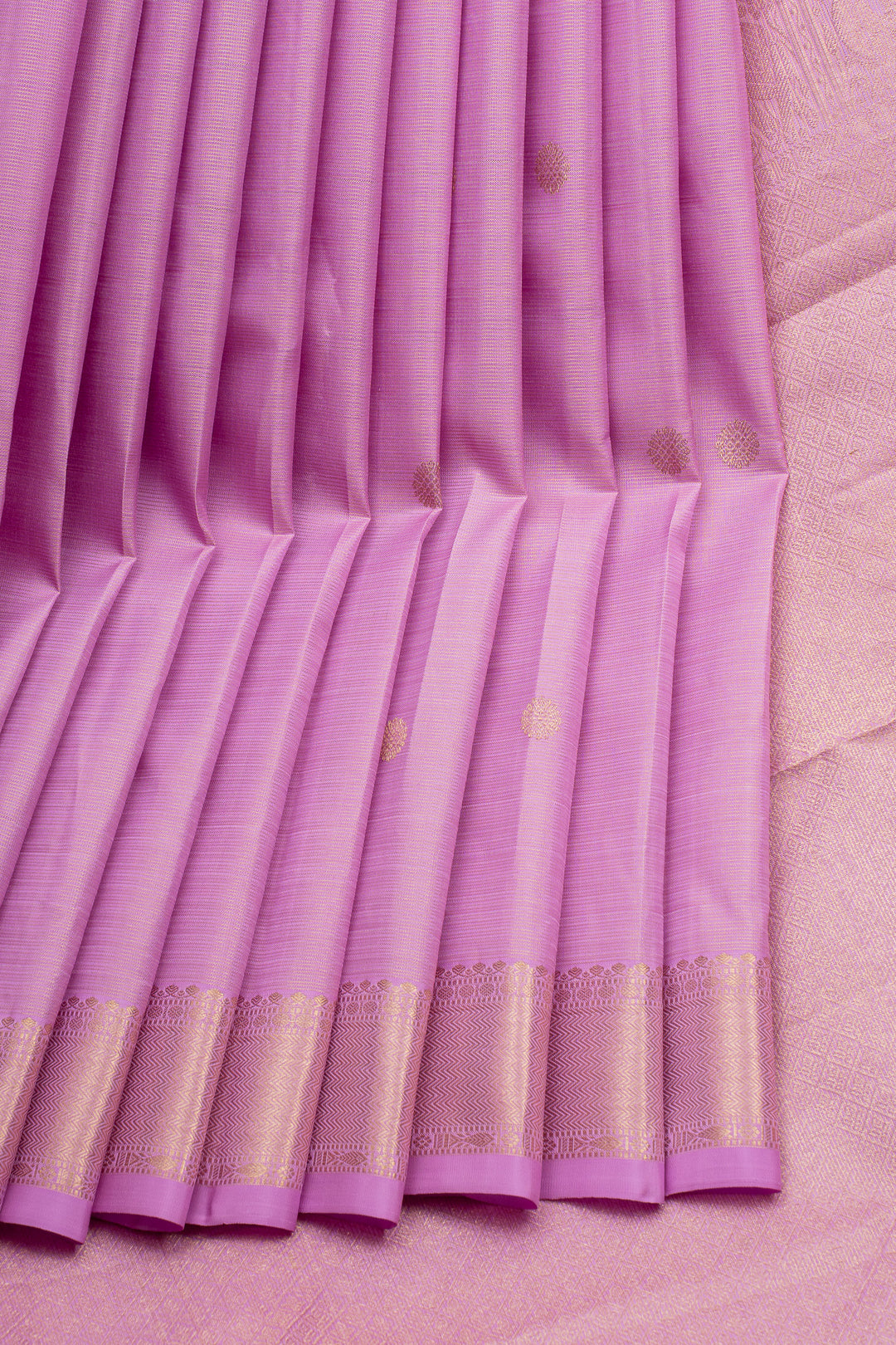 Lilac Pink Vairaoosi Pure Kanchipuram Silk Saree