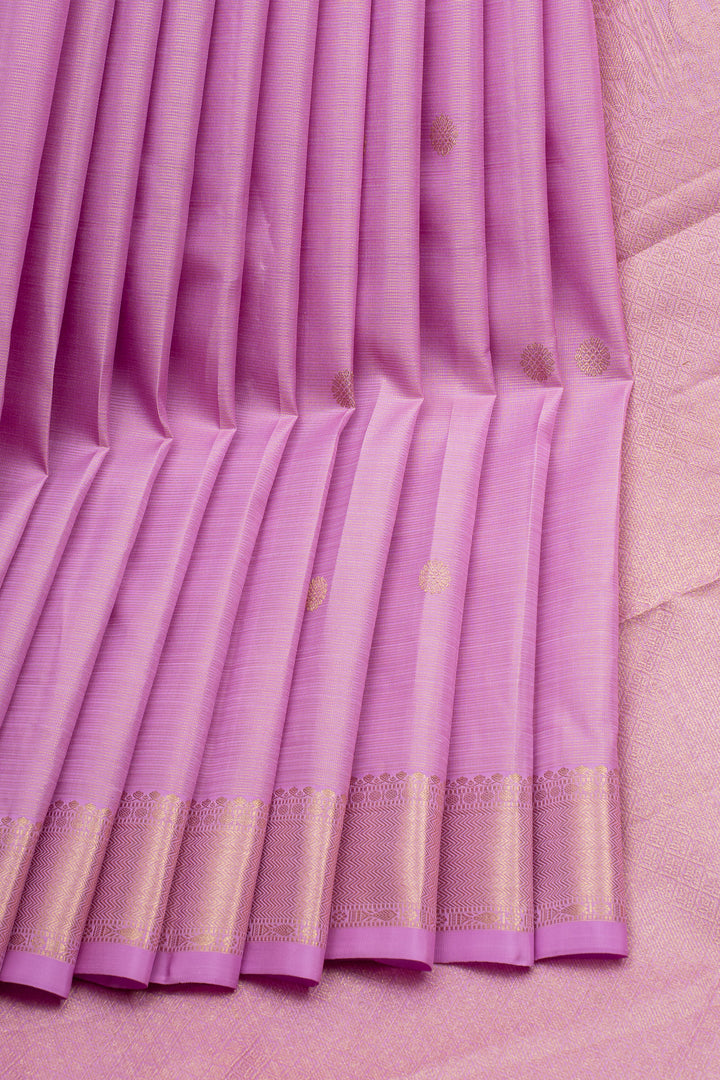 Lilac Pink Vairaoosi Pure Kanchipuram Silk Saree