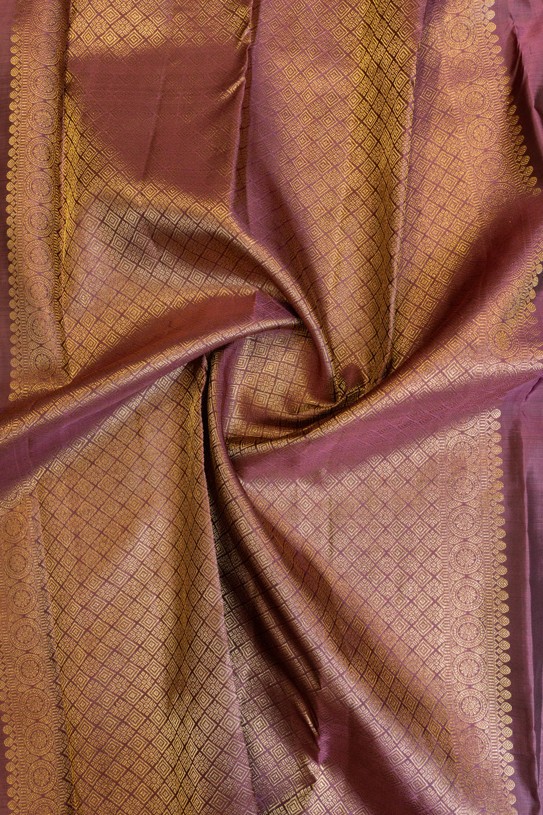 Grey zari checks pure Kanchipuram silk saree