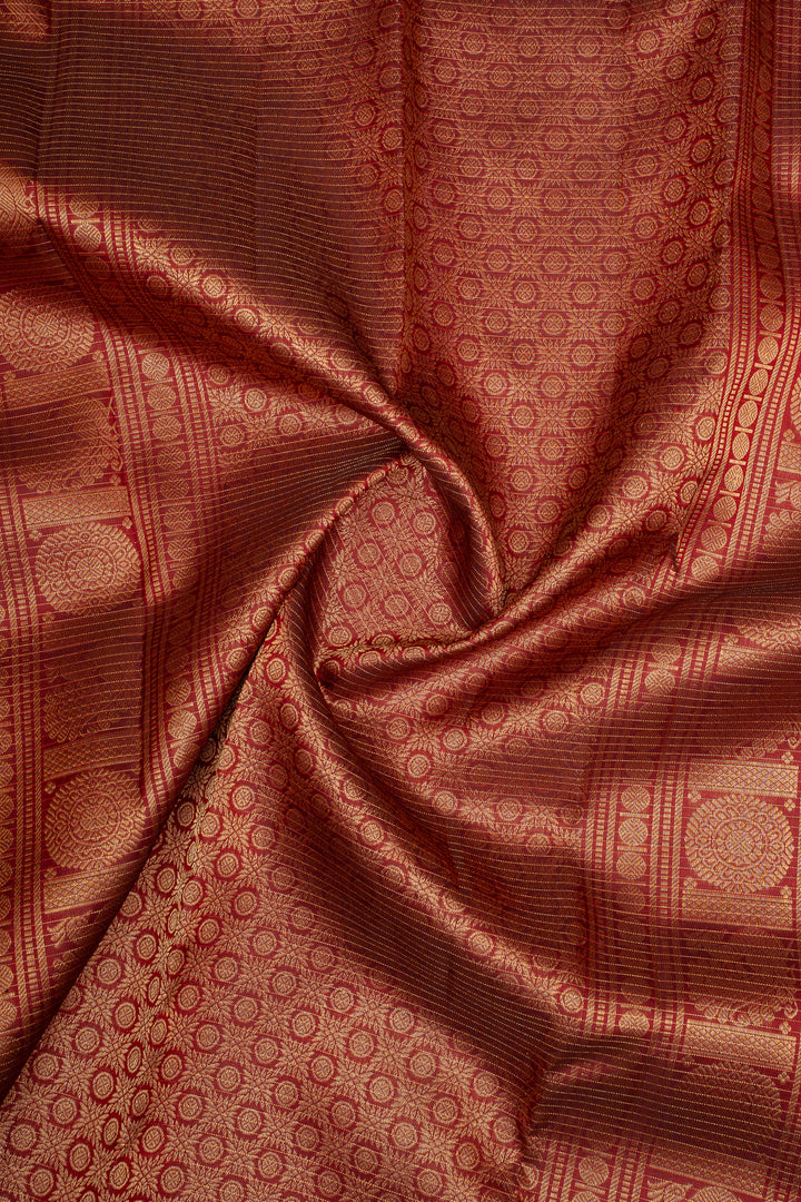Red Zari Checks Traditional Pure Kanchipuram Silk Saree