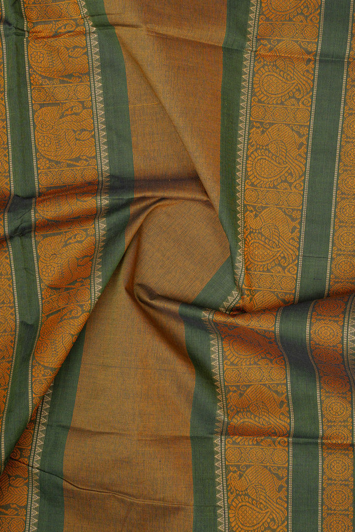 Green Checks Pure Cotton Saree