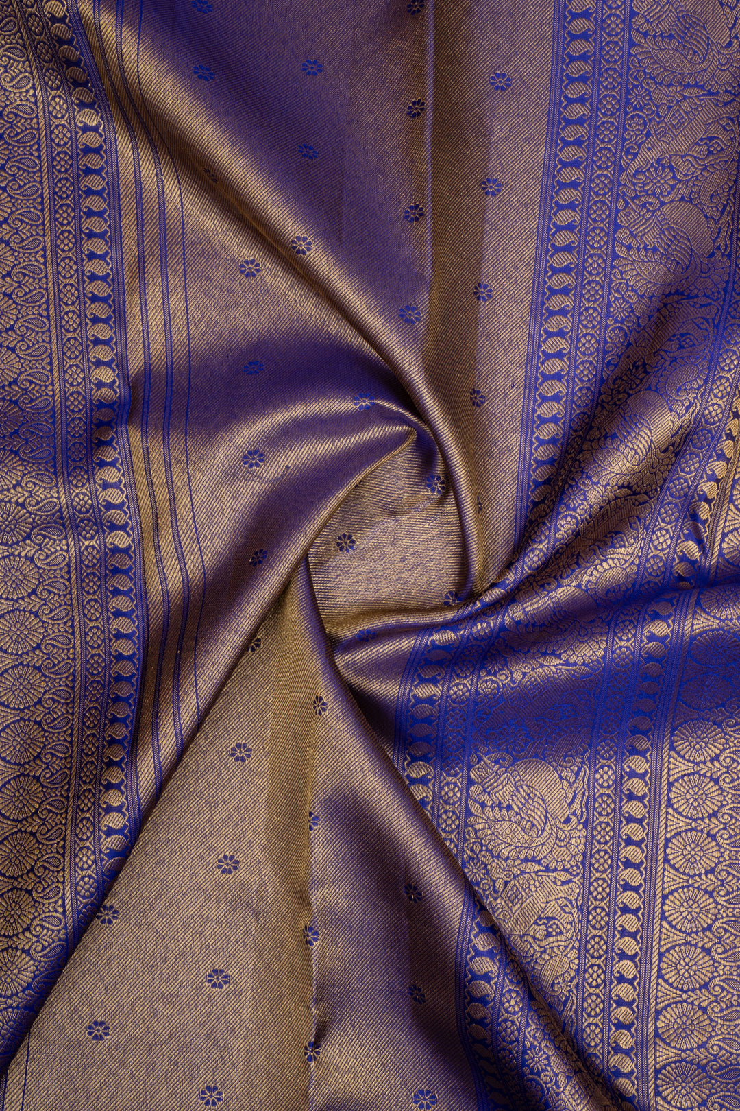 Royal Blue Temple Brocade Pure Kanchipuram Silk Saree