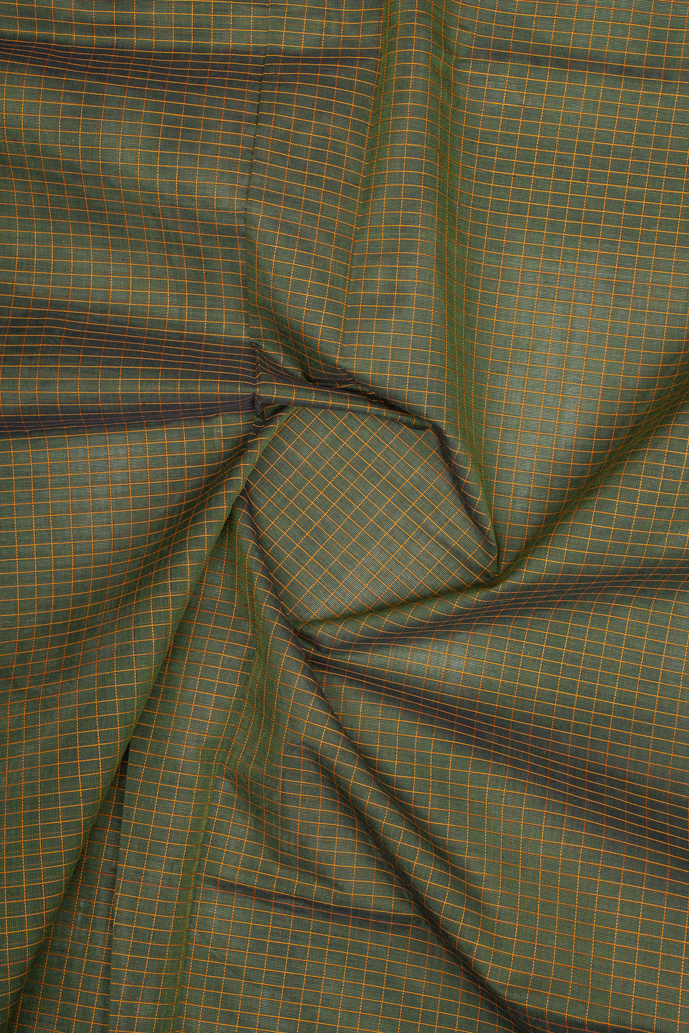 Green Checks Pure Cotton Saree