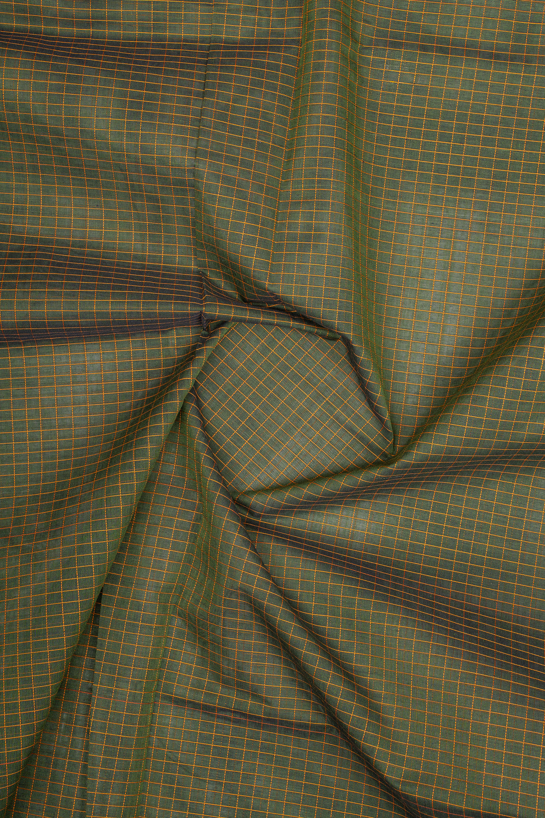 Green Checks Pure Cotton Saree