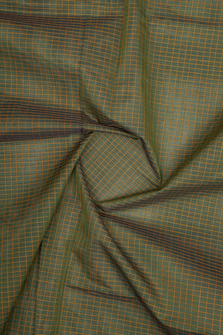 Green Checks Pure Cotton Saree