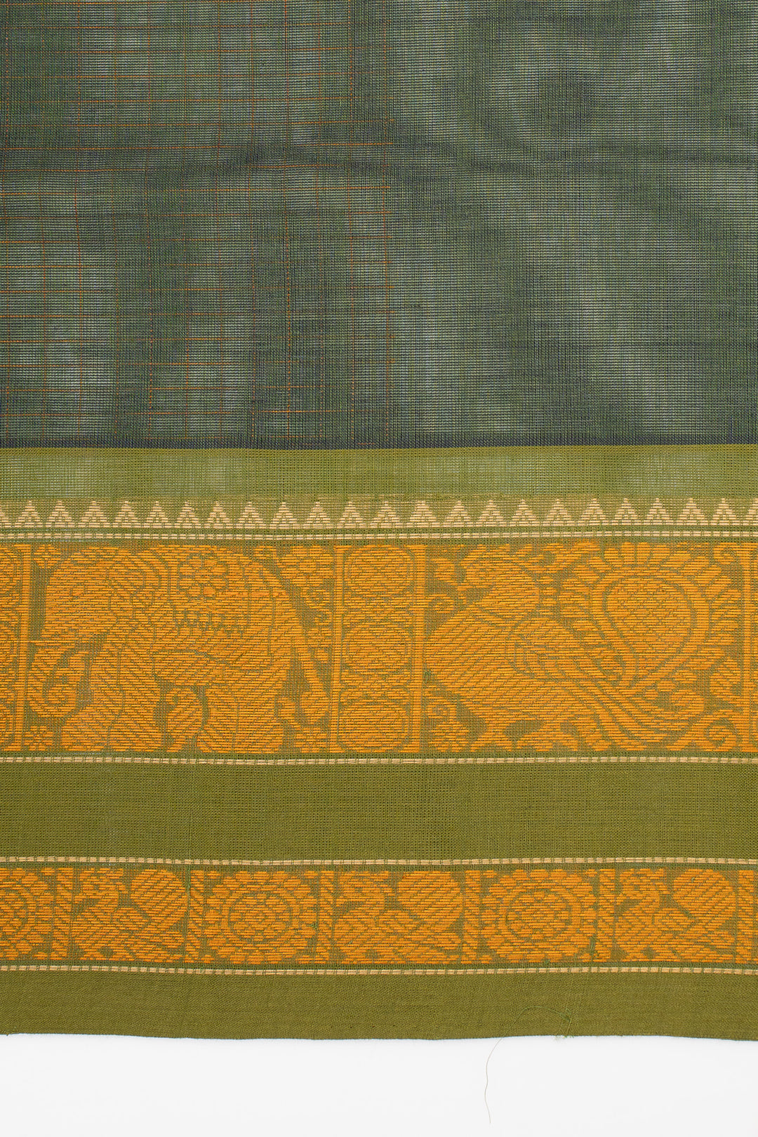 Green Checks Pure Cotton Saree