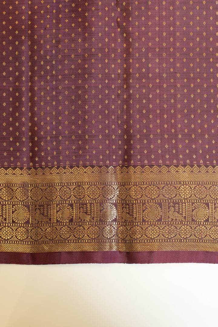 Grey zari checks pure Kanchipuram silk saree