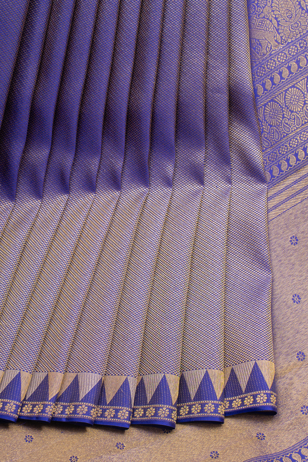 Royal Blue Temple Brocade Pure Kanchipuram Silk Saree