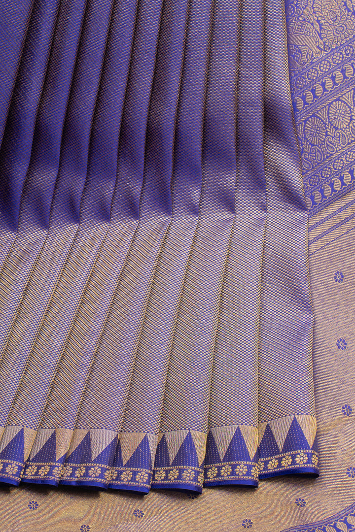 Royal Blue Temple Brocade Pure Kanchipuram Silk Saree
