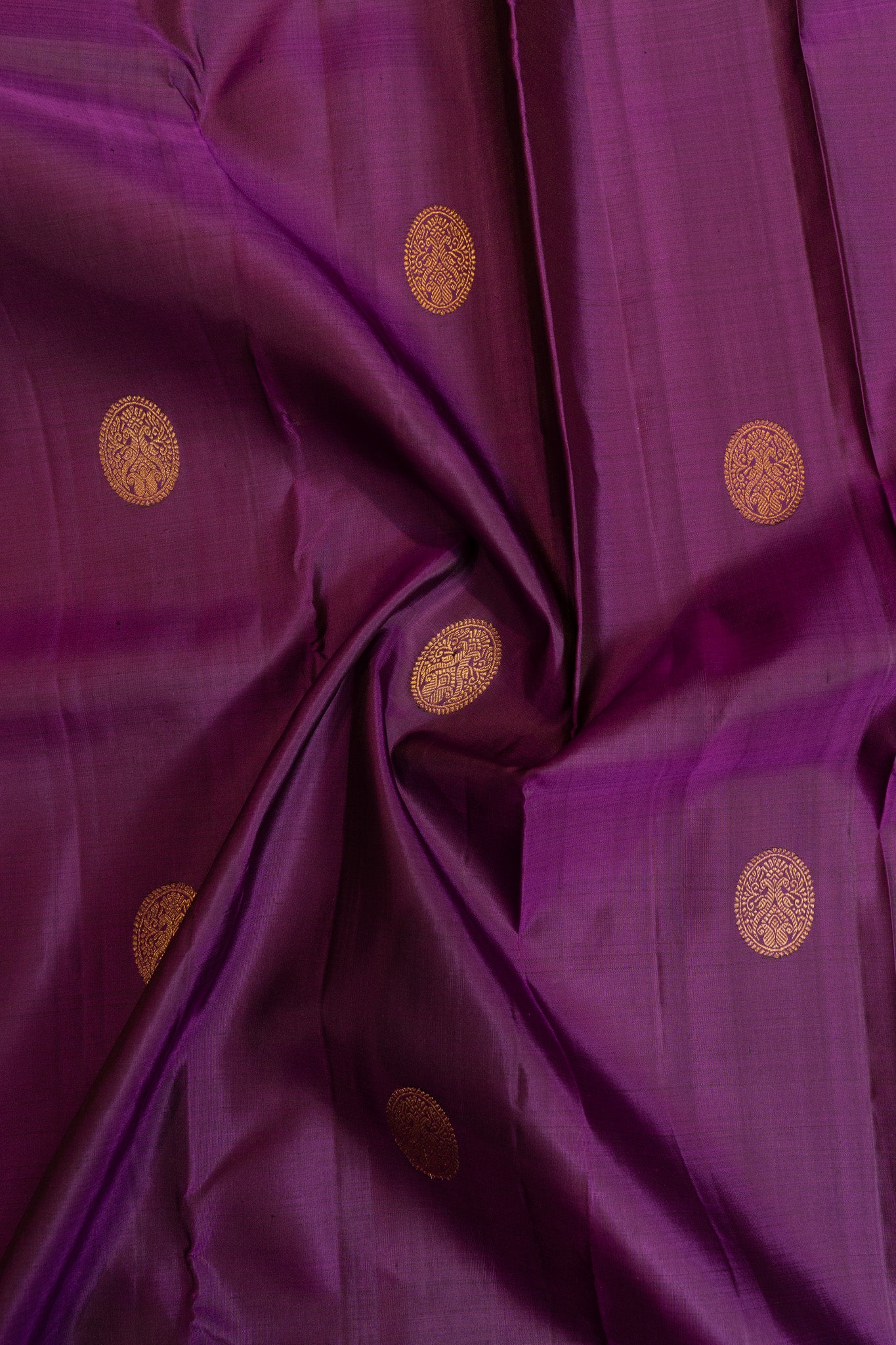 Purple and rust orange rettai pettu pure Kanchipuram Silk saree