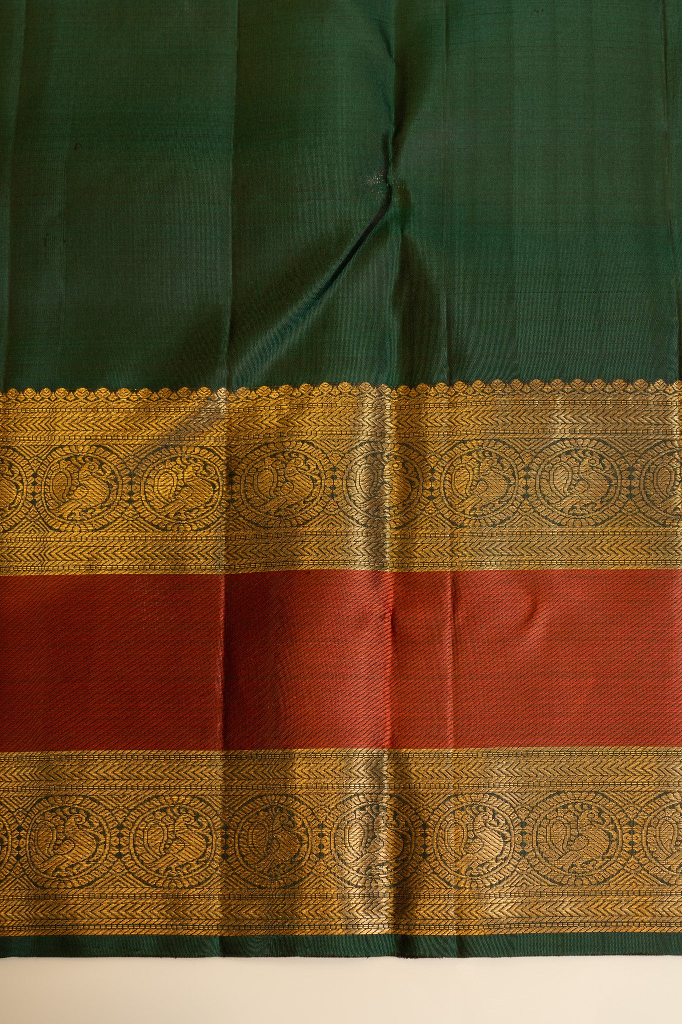 Purple and rust orange rettai pettu pure Kanchipuram Silk saree