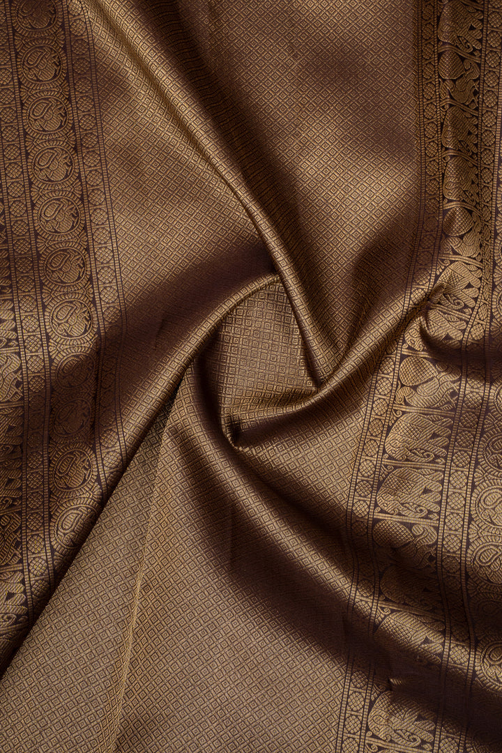 Purple and Brown Pure Kanchipuram Silk Saree